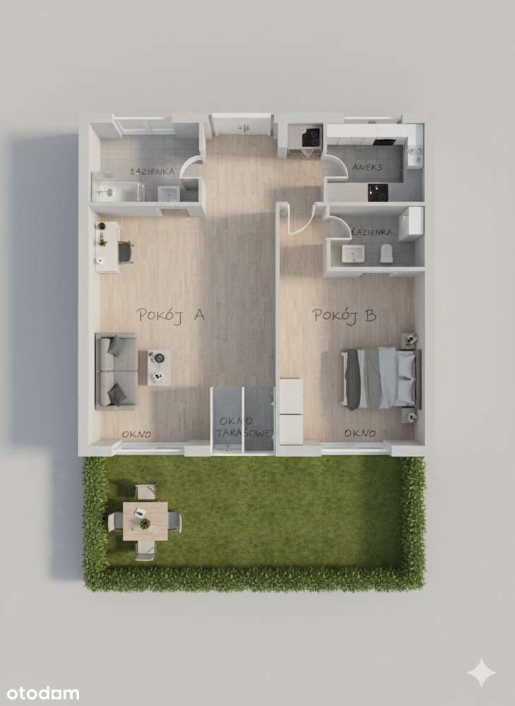 Komfortowe 2-pokojowe mieszkanie z ogrodem w Dębnikach - Pełny obrazek: 2/7