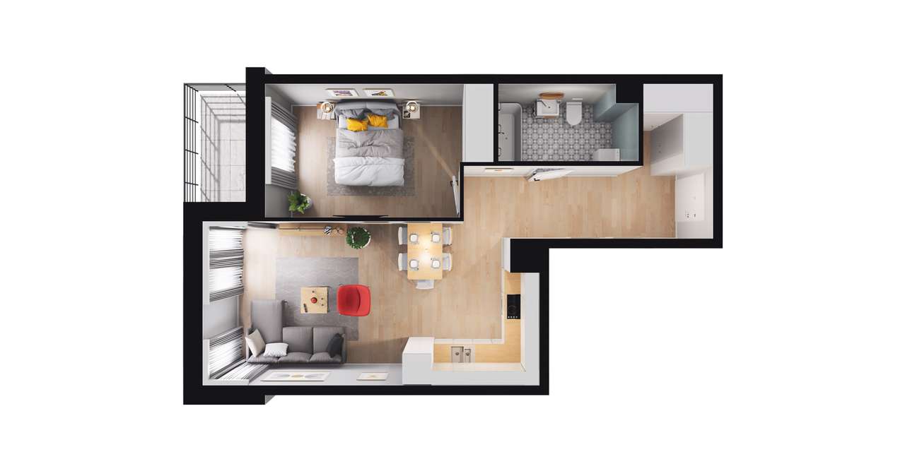 2-pokojowe mieszkanie 49m2 + balkon Bezpośrednio - Pełny obrazek: 2/8