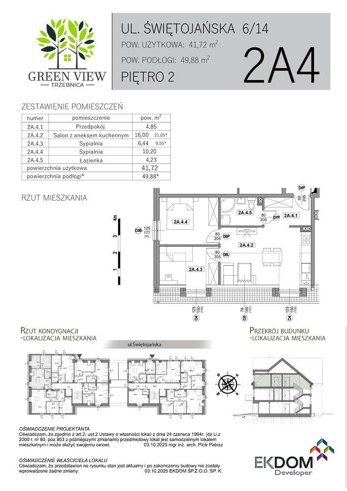 Nowa Cena || Green View || Mieszkanie 2A4 || 49,88m2 - Pełny obrazek: 4/9