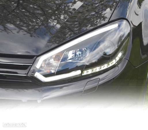 FAROIS FRONTAIS PARA VOLKSWAGEN VW GOLF MK6 08-12 TUBE LIGHT FUNDO PRETO - 2