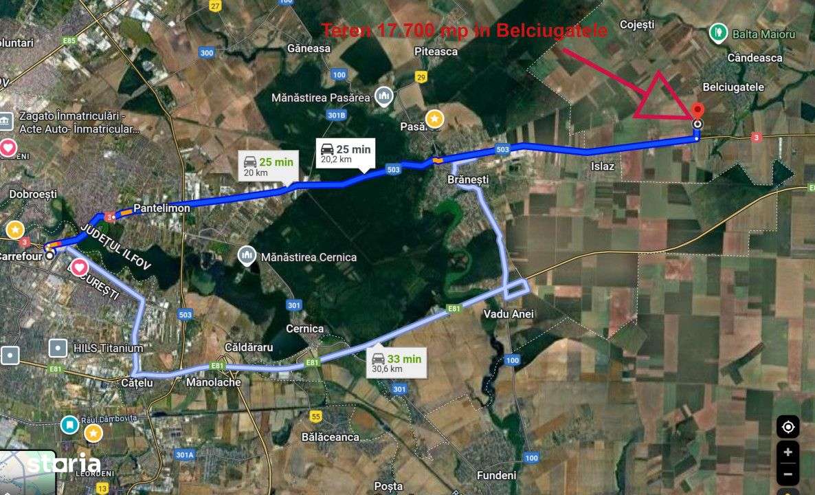 Teren intravilan Belciugatele*300 m de DJ503*Linie de tensiune medie* - Imagine principală: 4/8