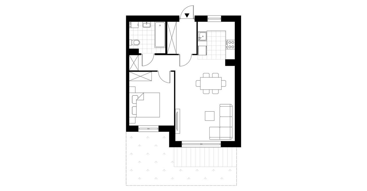 2-pokojowe mieszkanie 49m2 + ogródek Bezpośrednio - Pełny obrazek: 3/8