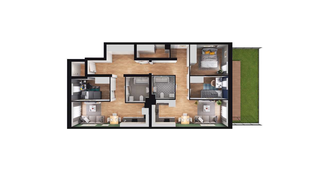 5-pokojowe mieszkanie 89m2 + ogródek Bezpośrednio - Pełny obrazek: 2/8