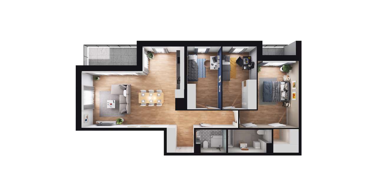 4-pokojowe mieszkanie 87m2 + 2 balkony - Pełny obrazek: 2/8