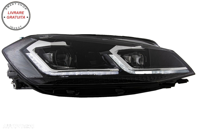 Faruri LED VW Golf 7.5 VII Facelift (2017-up) cu Semnal Dinamic- livrare gratuita - 3