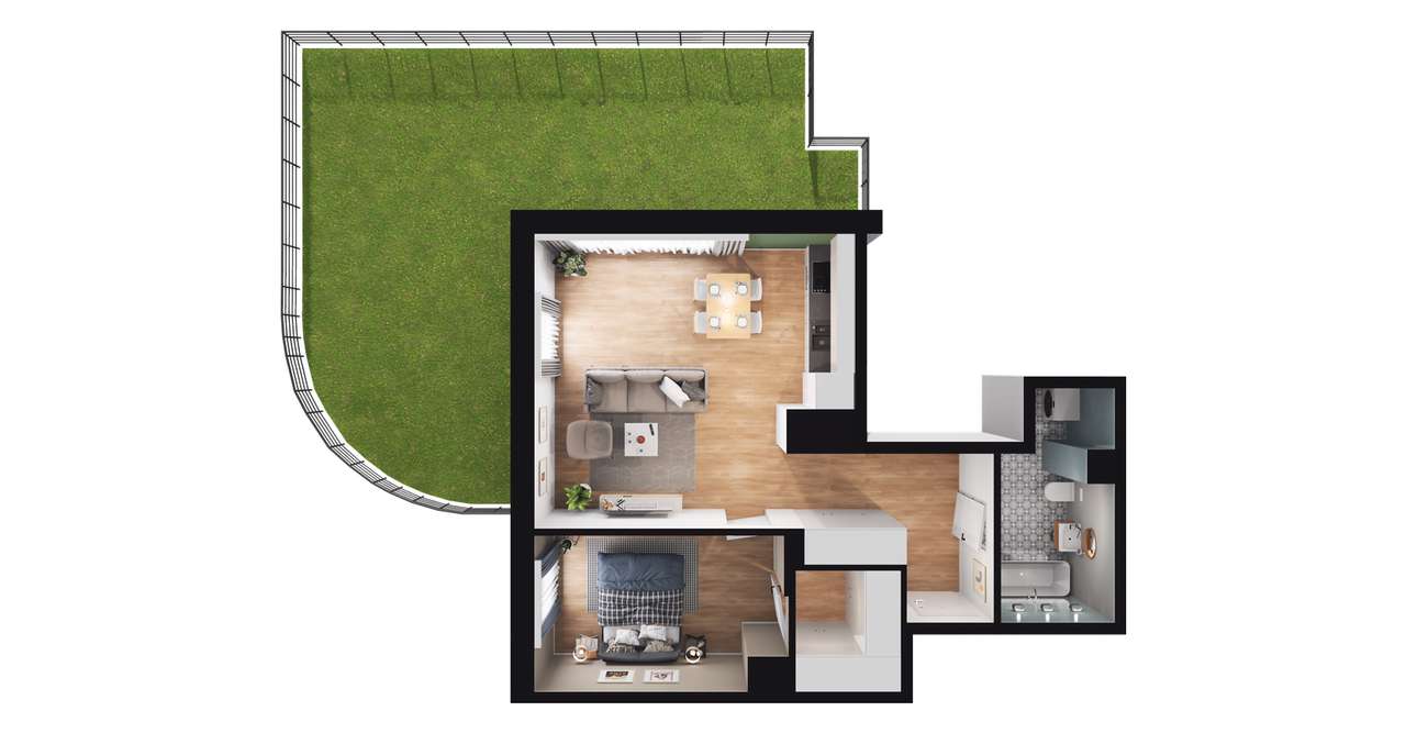 2-pokojowe mieszkanie 50m2 + ogródek Bez Prowizji - Pełny obrazek: 2/8