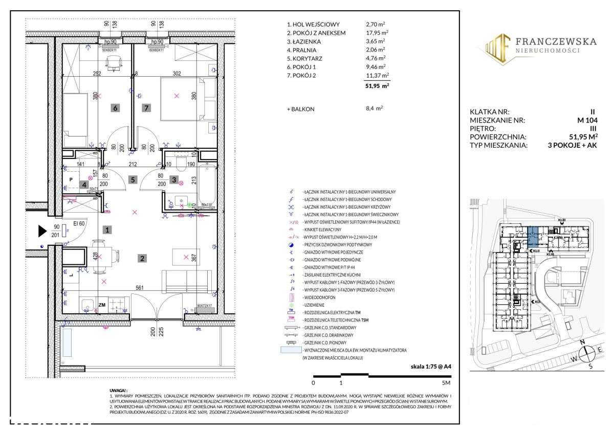 3 pokojowe mieszkanie o pow. 51,95 m2 na Czechowie - Pełny obrazek: 2/5