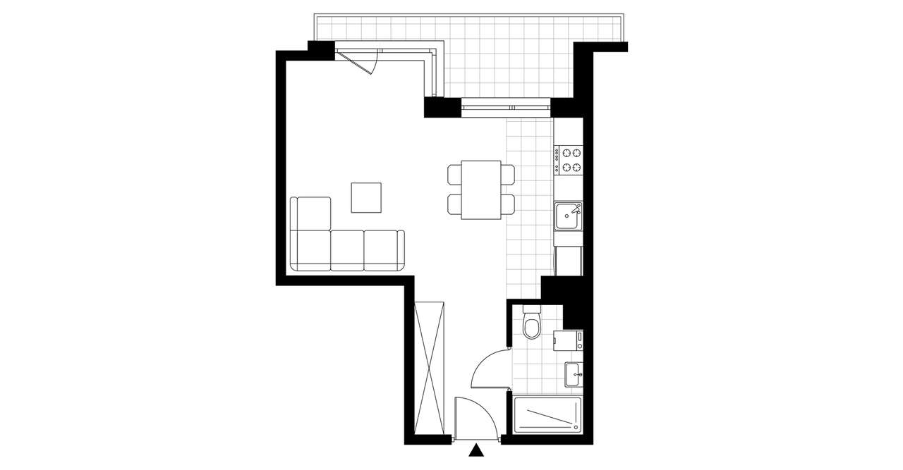1-pokojowe mieszkanie 32m2 + loggia Bezpośrednio - Pełny obrazek: 3/8