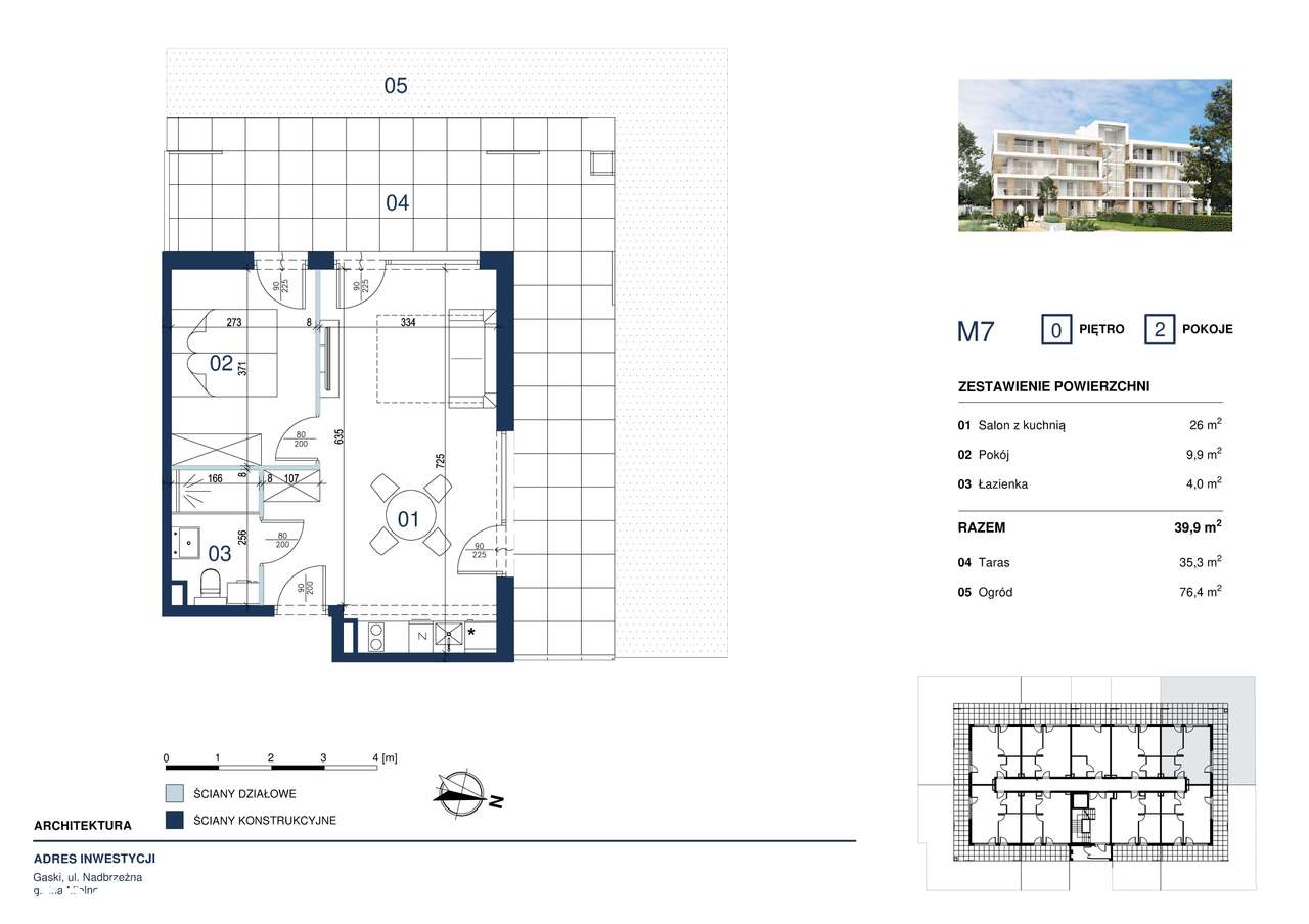 Apartament tuż przy plaży 39,9 m2 z tarasem i ogrodem, cena z 23% VAT - Pełny obrazek: 2/11