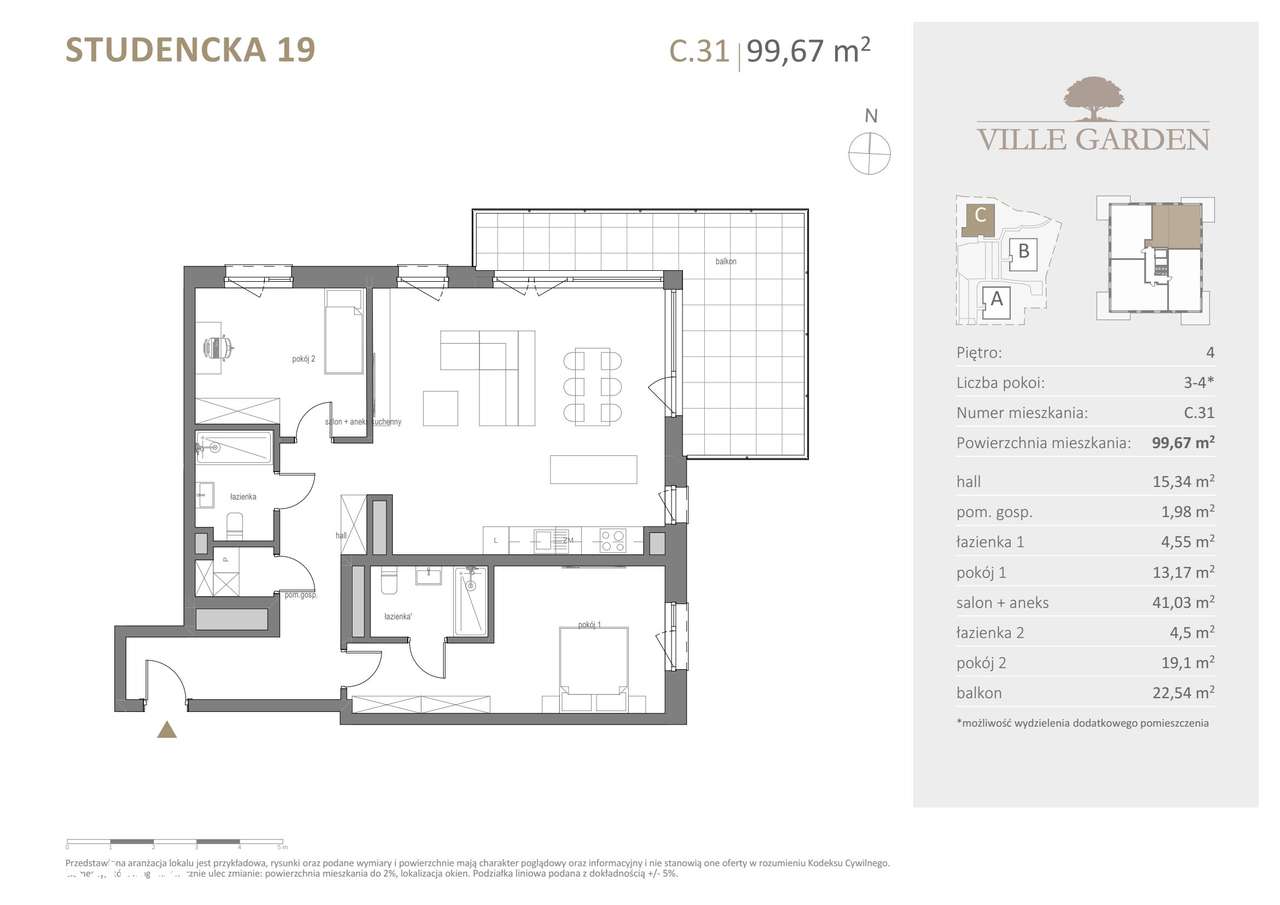 Ville Garden | mieszkanie 3-pok. | C.31 - Pełny obrazek: 3/10