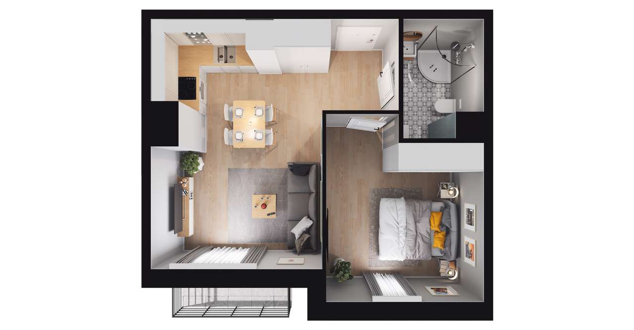 2-pokojowe mieszkanie 37m2 + balkon Bezpośrednio - Pełny obrazek: 2/6