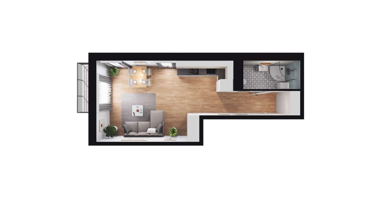 1-pokojowe mieszkanie 33m2 + balkon - Pełny obrazek: 3/9