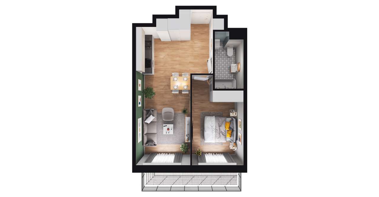 2-pokojowe mieszkanie 42m2 + balkon Bezpośrednio - Pełny obrazek: 2/8