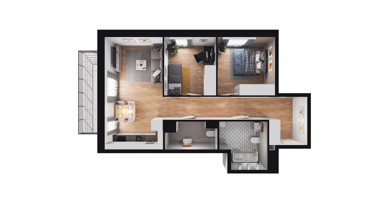 3-pokojowe mieszkanie 59m2 + balkon Bez Prowizji - Pełny obrazek: 2/8