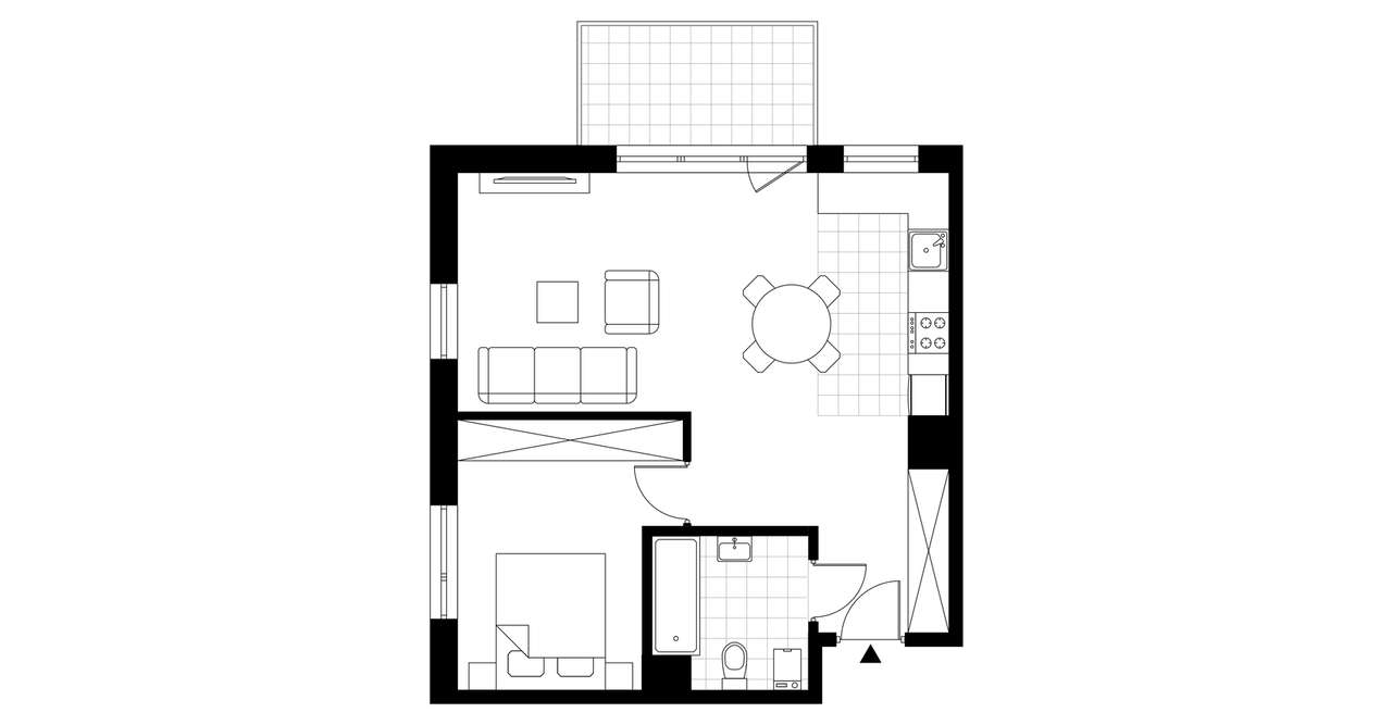 2-pokojowe mieszkanie 50m2 + balkon - Pełny obrazek: 3/7