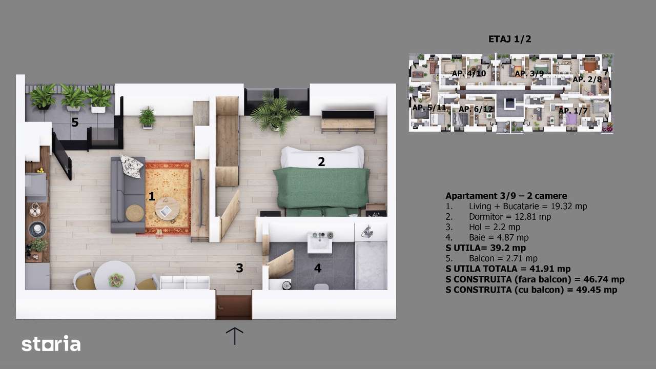 Apartament 2 camere | 23 August Lidl | Preturi promotionale Comision 0-2