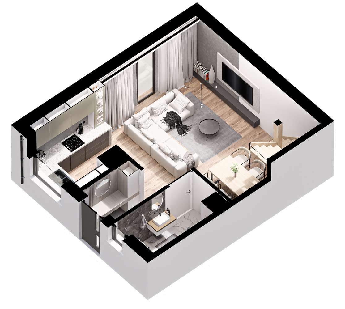 REZERWACJA Wilkowice 2-poz apartament 78m2, 4 pokoje ogródek parking - Pełny obrazek: 4/19