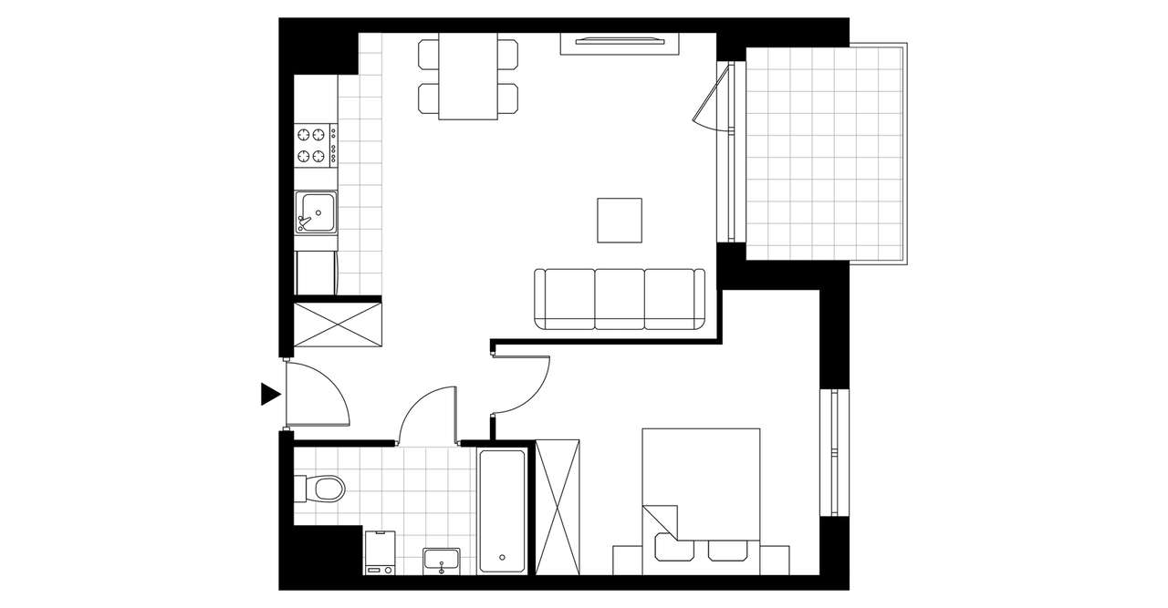 2-pokojowe mieszkanie 45m2 + loggia Bezpośrednio - Pełny obrazek: 3/8