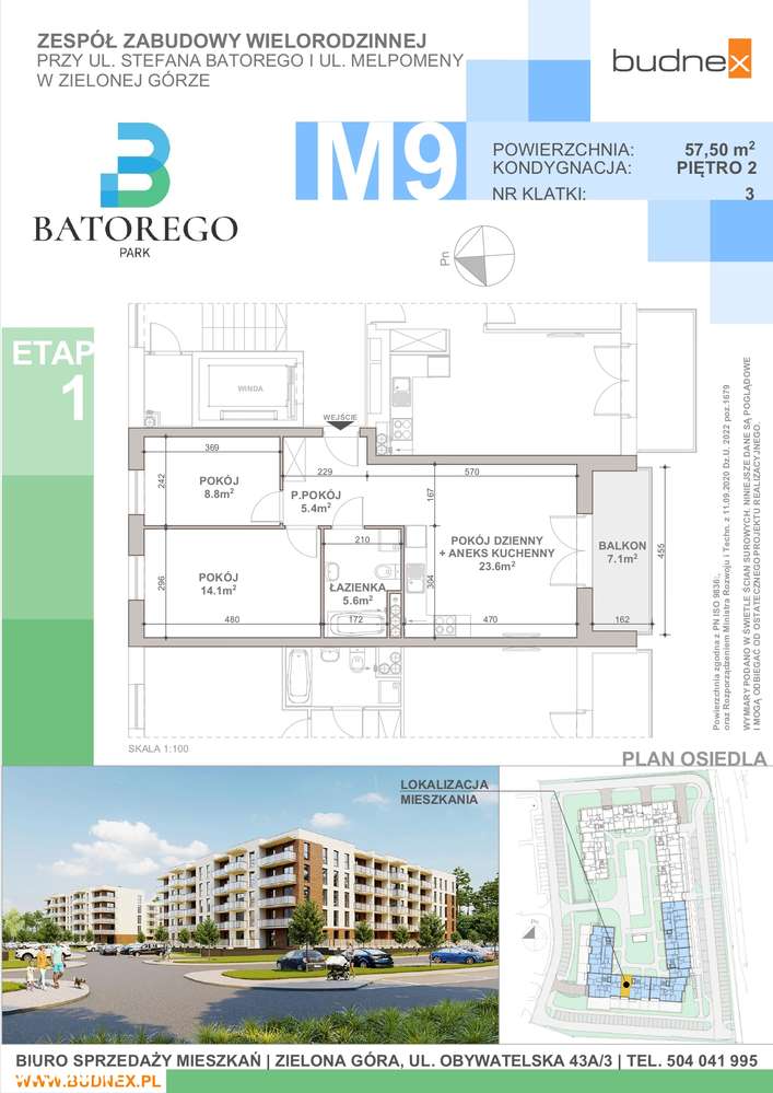 Mieszkanie na sprzedaż, Zielona Góra, Batorego Park, 3 pokoje, bez PCC-5