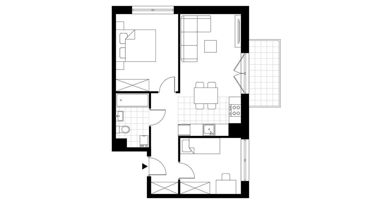 3-pokojowe mieszkanie 50m2 + balkon Bezpośrednio - Pełny obrazek: 3/8