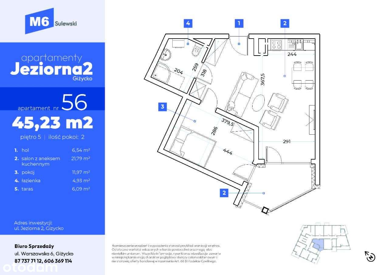 Giżycko - ul. Jeziorna 2/56 - 5 piętro - 45,33 m2-19