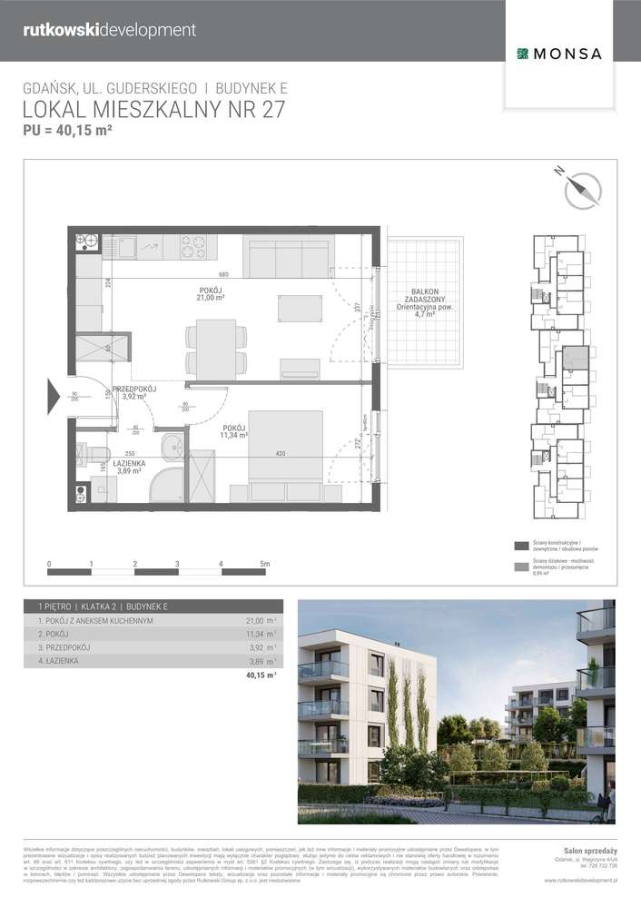 2-pokojowe mieszkanie 40m2 + balkon Bez Prowizji - Pełny obrazek: 2/7