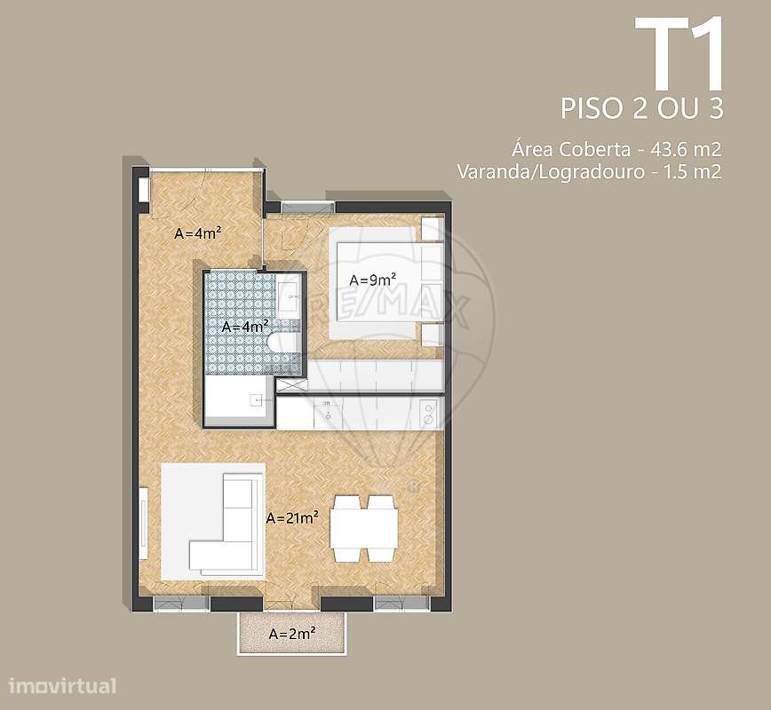 Apartamento T1 para venda - Grande imagem: 5/6