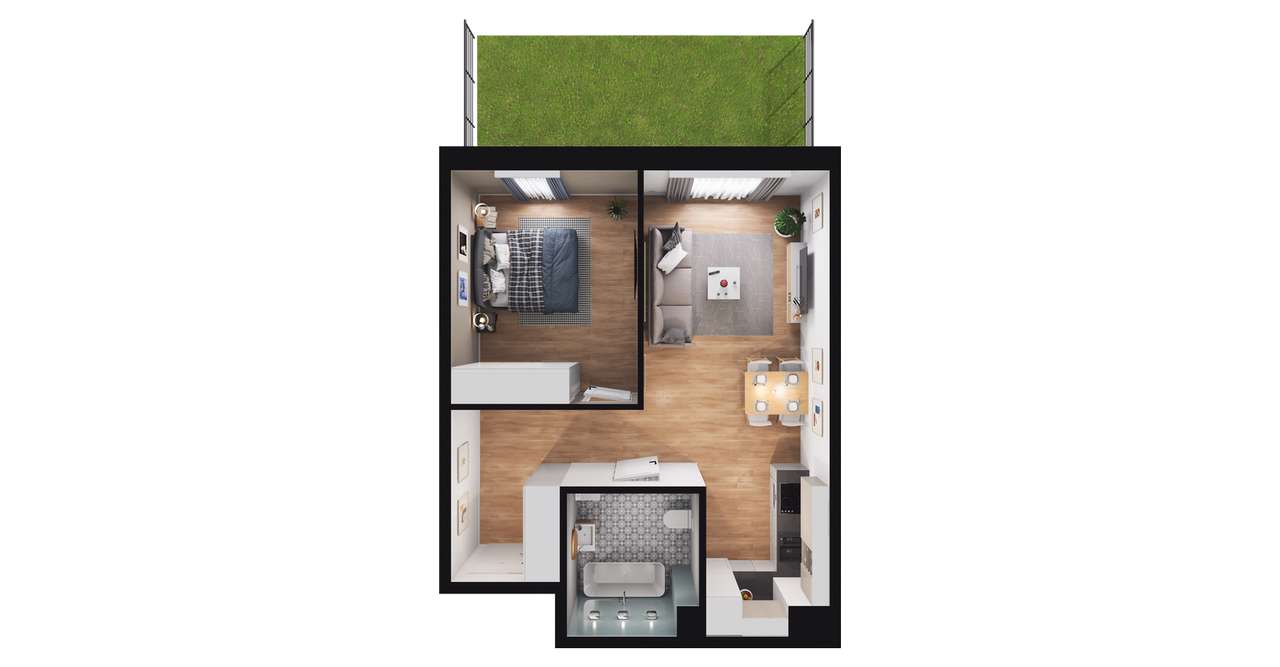 2-pokojowe mieszkanie 43 m² + ogródek - Ansicht 3