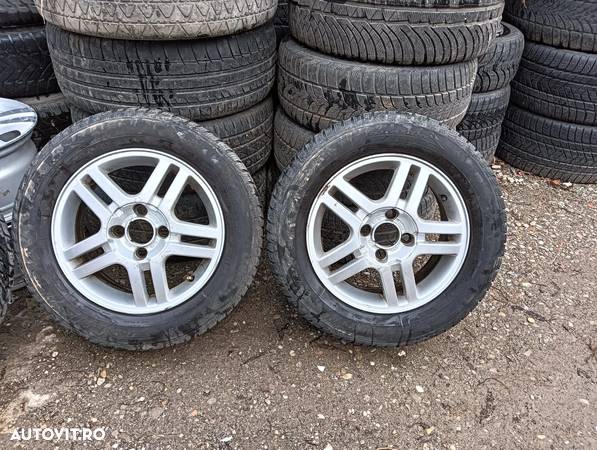 Set jante aliaj Ford Focus 98AB-DA 6JX15H2 + anvelope / cauciucuri iarna M+S 195/65/R15 stare foarte buna - 5