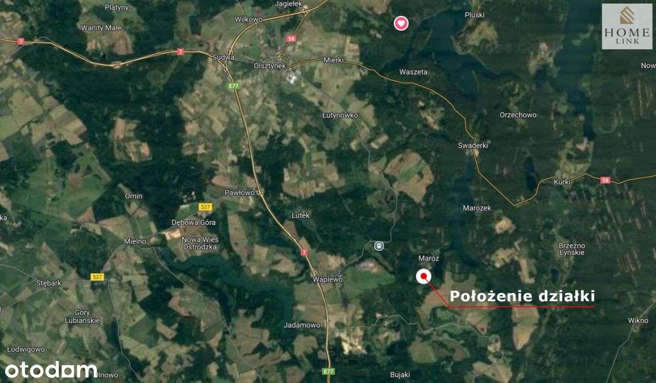 Działka Maróz, las, jezioro gmina Olsztynek - Pełny obrazek: 5/14