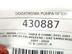 DODATKOWA POMPA WODY SKODA FABIA II Combi (545) 2007 - 2014 1.2 LPG 51 kW [69 KM] Benzyna / gaz - 5