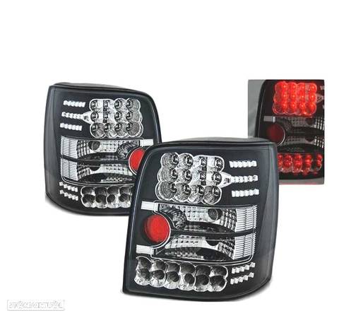 FAROLINS TRASEIROS LED PARA VOLKSWAGEN VW PASSAT B5 VARIANT 96-00 FUNDO PRETO - 1