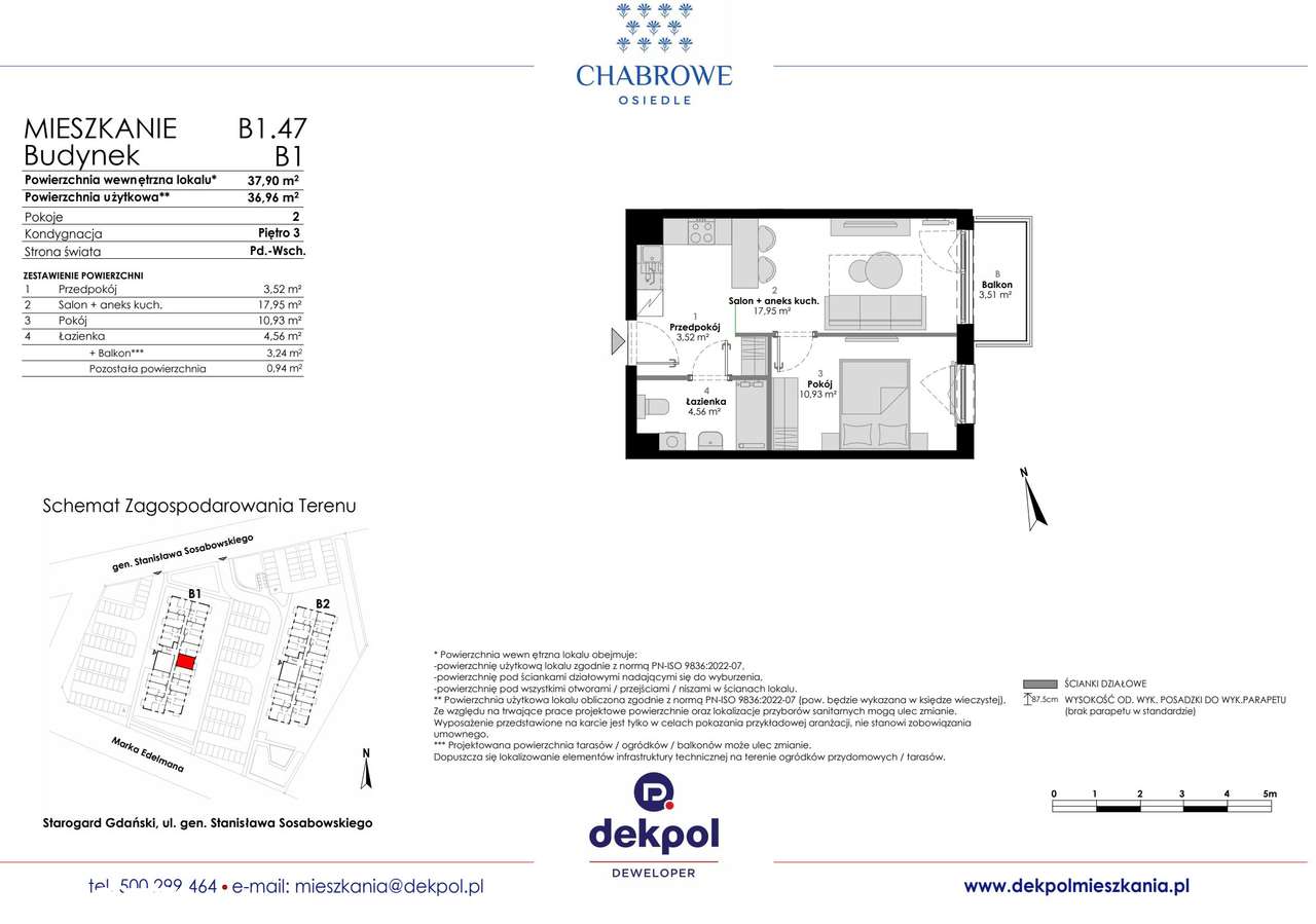 2-pokojowe mieszkanie 36m2 + balkon - Pełny obrazek: 2/7