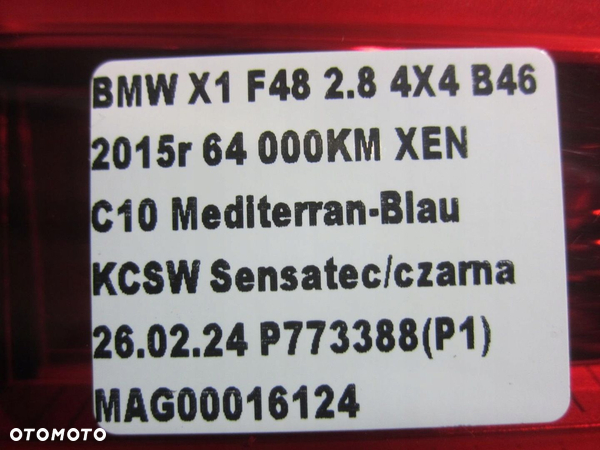 BMW X1 F48 LAMPA TYLNA LEWA LEWY TYŁ W KLAPĘ 63217350697 7350697 - 10
