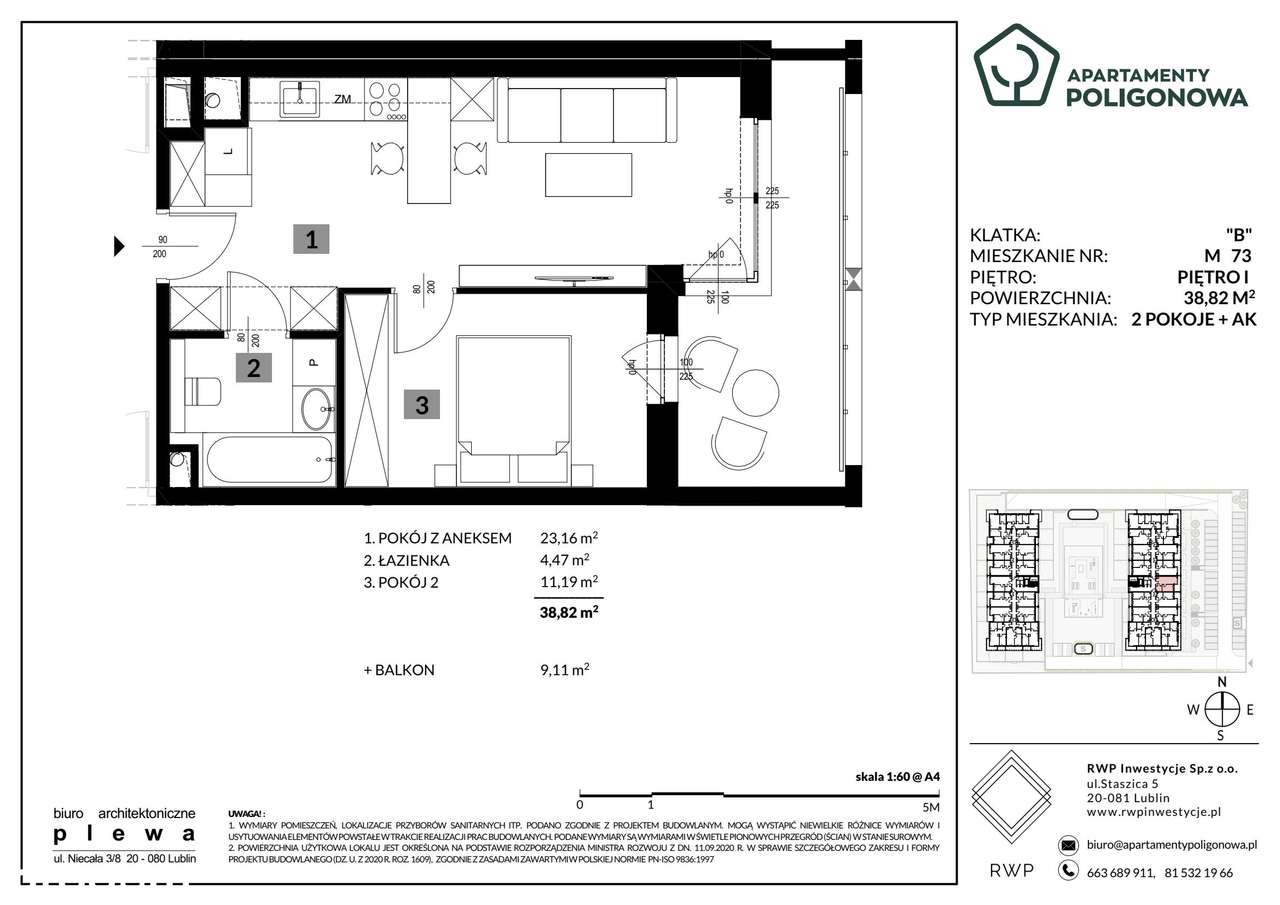 2-pokojowe mieszkanie 38 m² + balkon - Ansicht 2