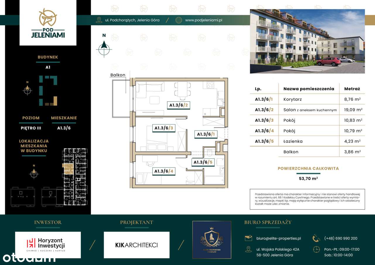 Pod Jeleniami | mieszkanie 3-pok. | A1.3/6 - Pełny obrazek: 2/9