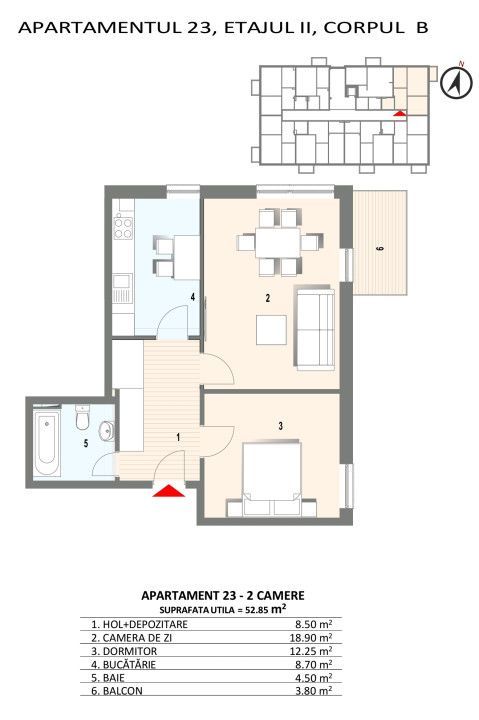 Apartament cu 2 camere, 53mp utili, finisat, bloc nou, SEMICENTRAL