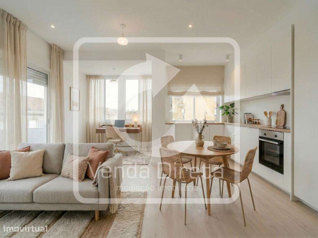 T2 Totalmente Remodelado com 3 Varandas | A 5 min do Cais Fluvial d... - Grande imagem: 2/24