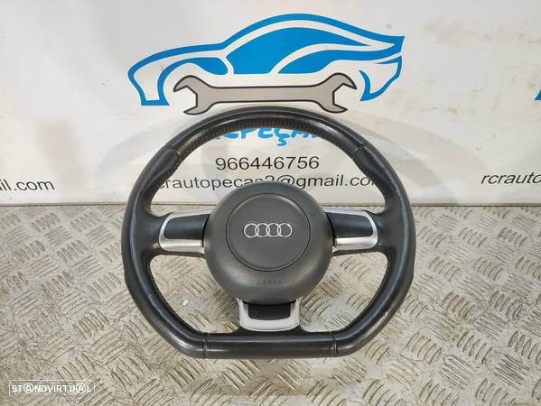 VOLANTE GUIADOR PELE FLAT BOTTOM AUDI TT 8J 8J3 AUDI TT 8J9 CABRIO A3 8P R8 AIRBAG ORIGINAL - 4