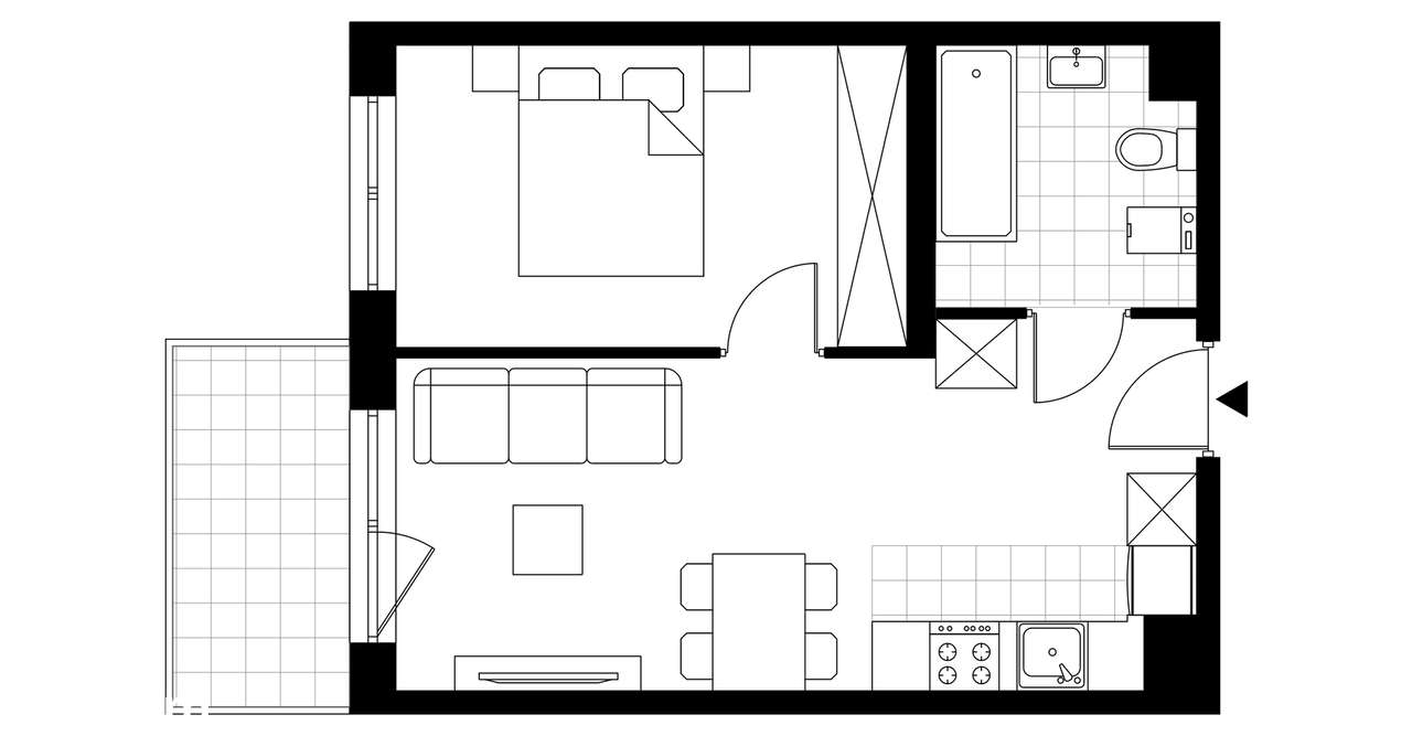 2-pokojowe mieszkanie 35m2 + balkon - Pełny obrazek: 3/8