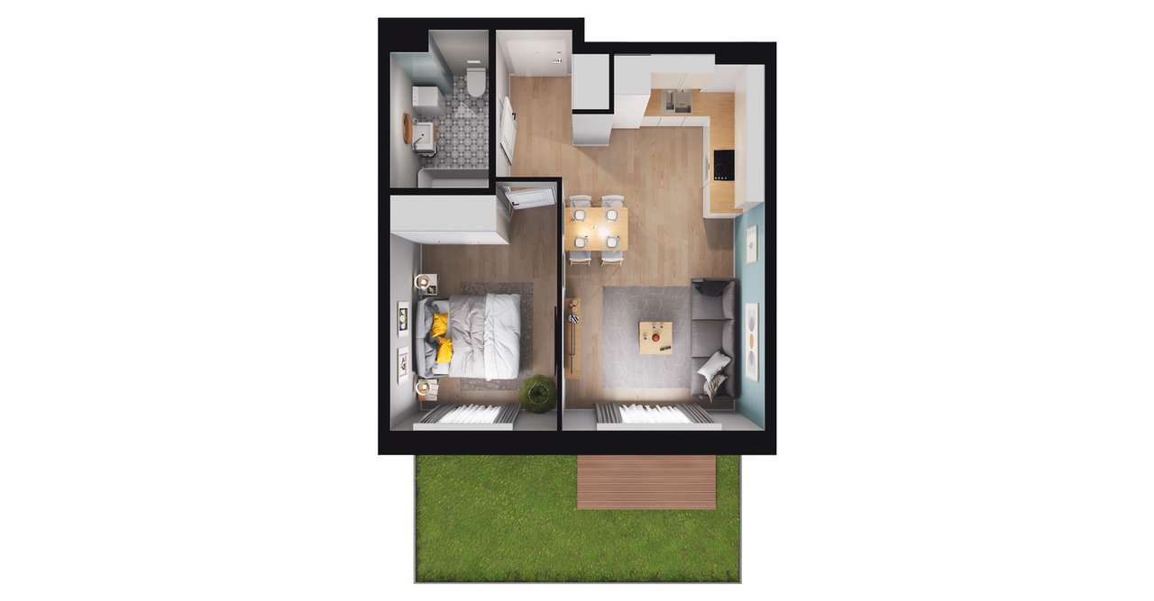 2-pokojowe mieszkanie 36m2 + ogródek - Pełny obrazek: 2/8