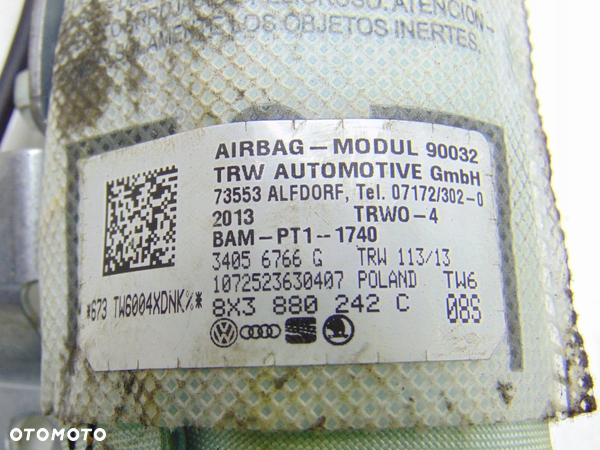 PODUSZKA FOTELA AIRBAG PRAWA AUDI A1 8X 8X3880242C - 3