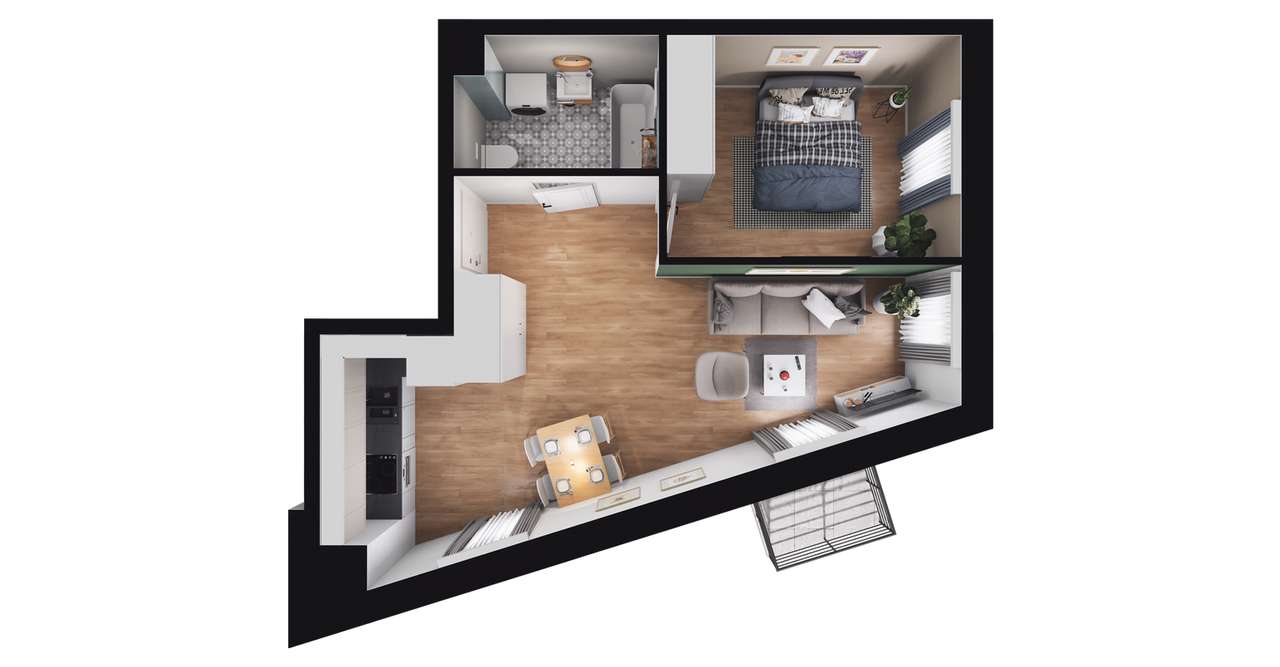 1-pokojowe mieszkanie 39m2 + balkon Bez Prowizji - Pełny obrazek: 3/8