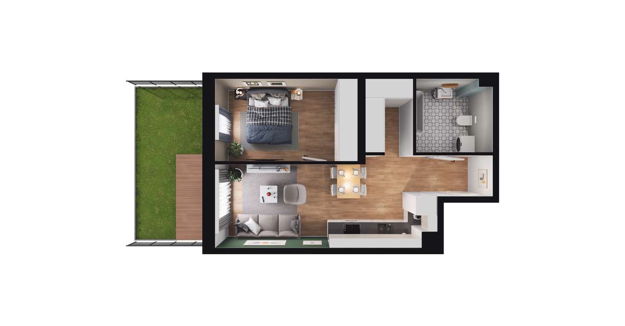 2-pokojowe mieszkanie 39m2 + ogródek Bez Prowizji - Pełny obrazek: 2/8