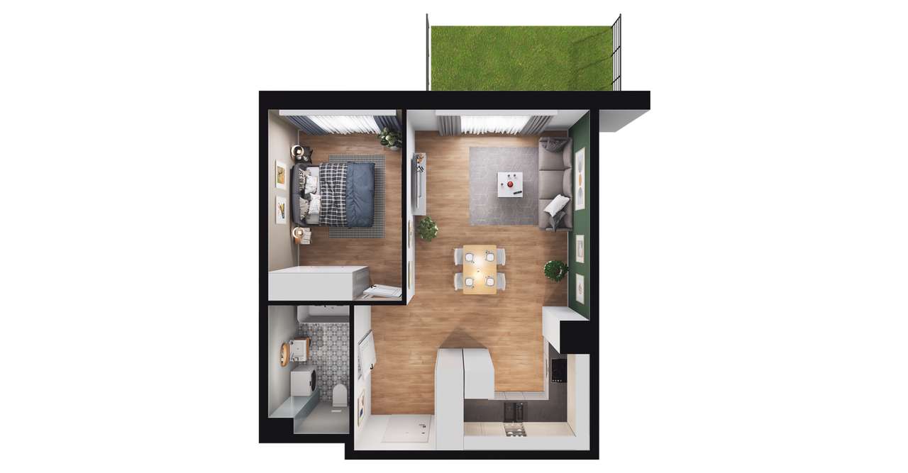 2-pokojowe mieszkanie 45m2 + ogródek Bezpośrednio - Pełny obrazek: 3/8