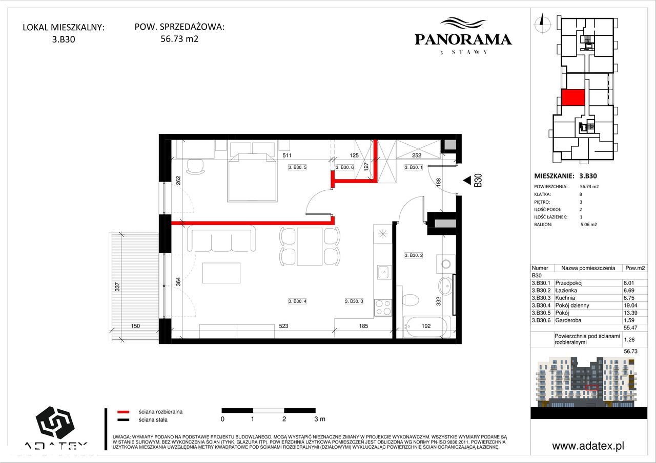 Panorama 3 Stawy | mieszkanie 2-pok. | 3.B30