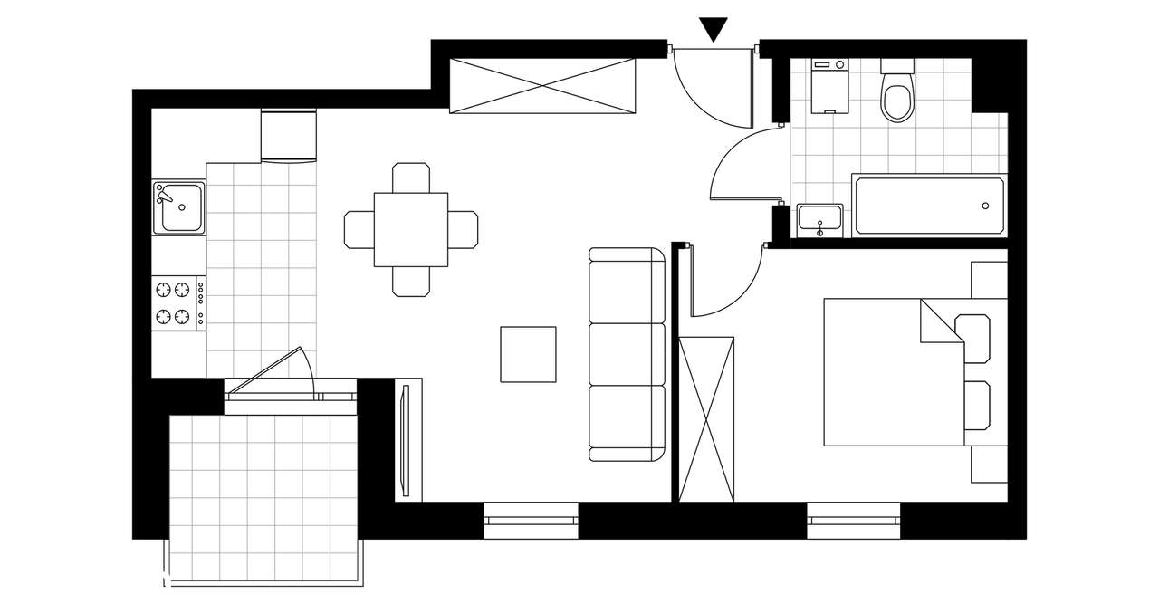 2-pokojowe mieszkanie 37m2 + taras Bezpośrednio - Pełny obrazek: 3/8