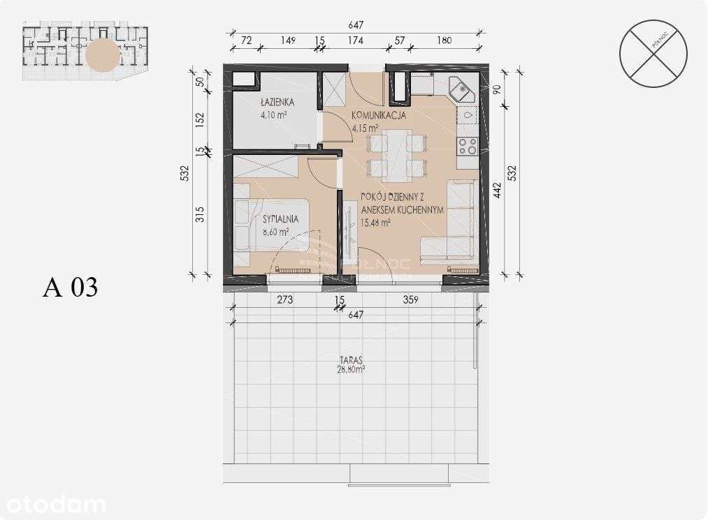 Nowe Aleje - apartament 32,33 m2 - Pełny obrazek: 4/9