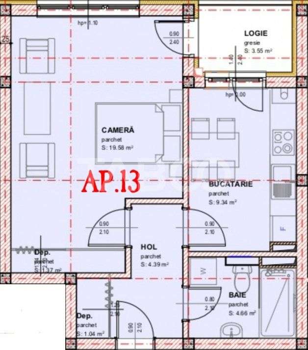 Garsoniera decomandata de vanzare 41 mpu balcon loc parcare Selimbar - Imagine principală: 3/6