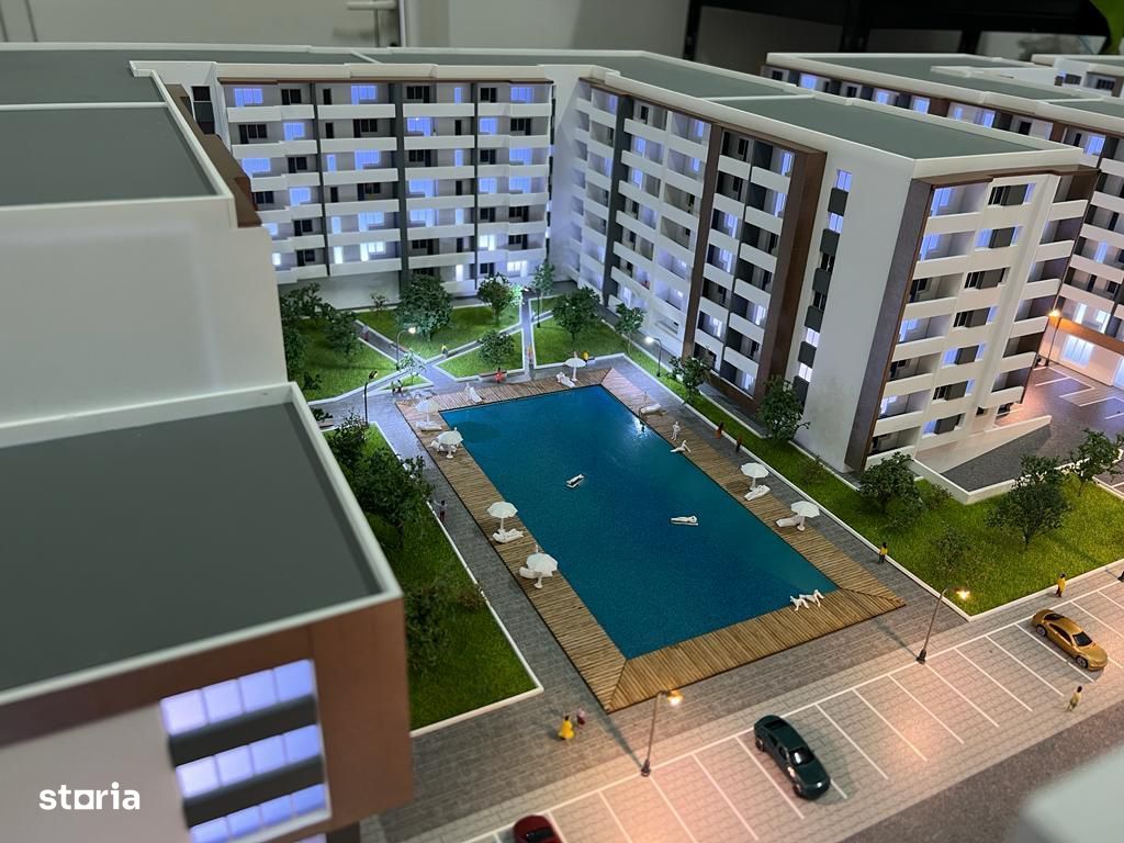 Garsoniera spatioasa,Rezidential,PISCINA+LOC DE JOACA,5 minute METROU